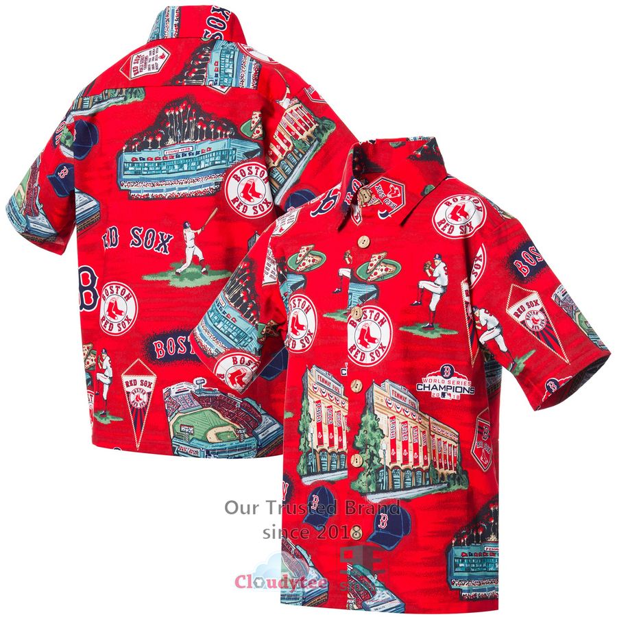 Boston Red Sox Tommy Bahama Sport Tiki Luau Navy Hawaiian Shirt