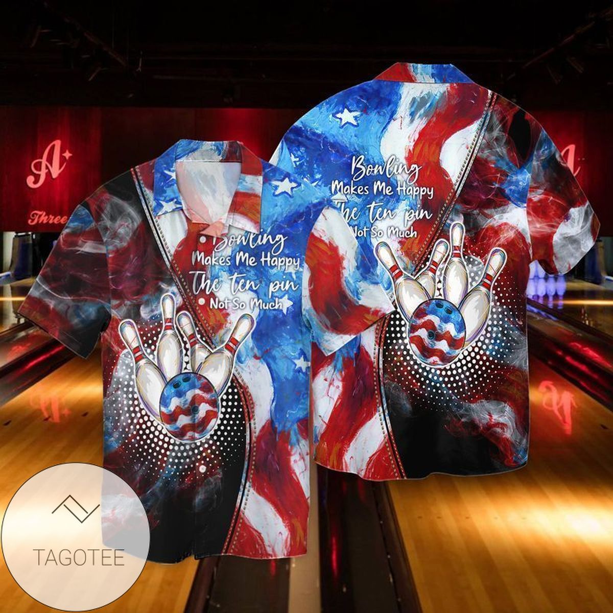 Bowling American Flag Hawaiian Shirt