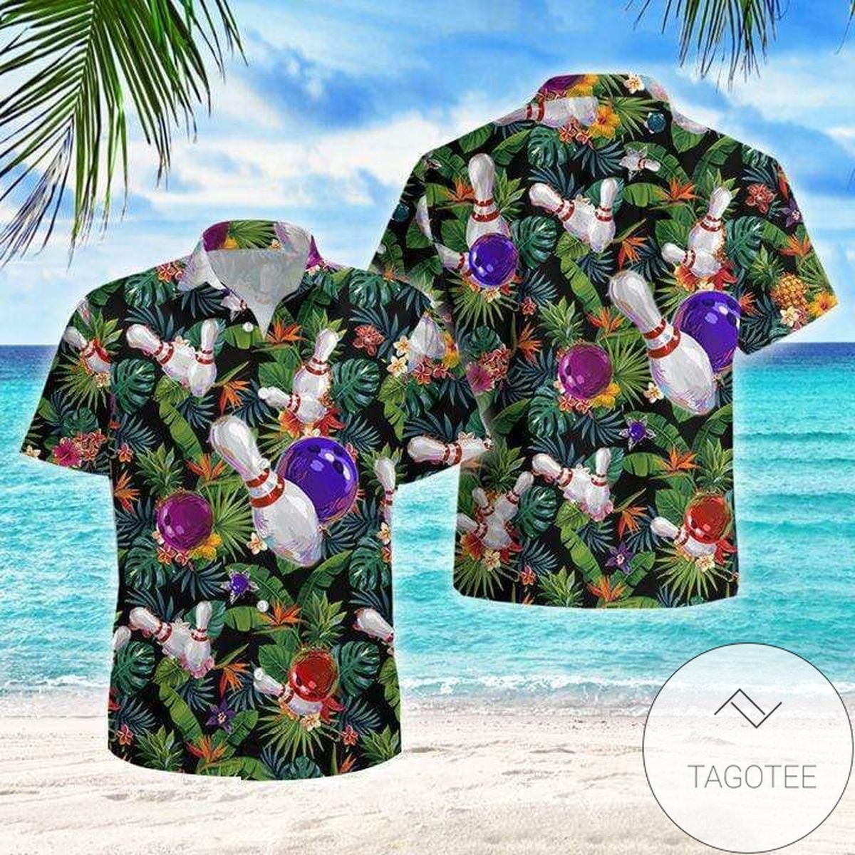 Bowling Black Unisex Hawaiian Aloha Shirts