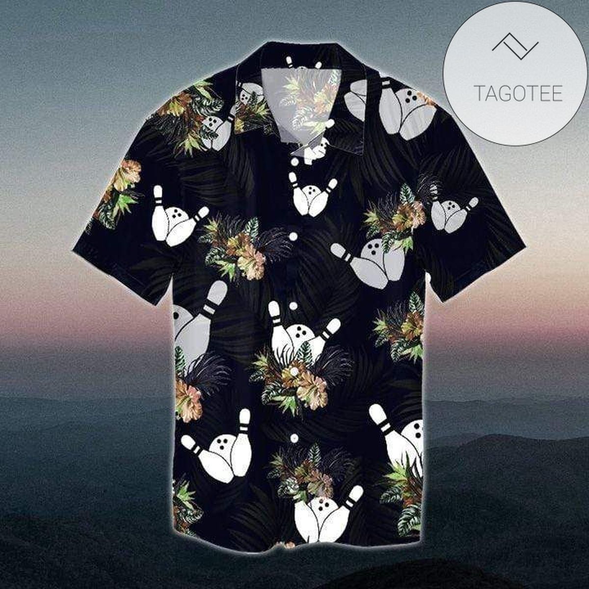 Bowling Game Graphic Print Short Sleeve Hawaiian Casual Shirt