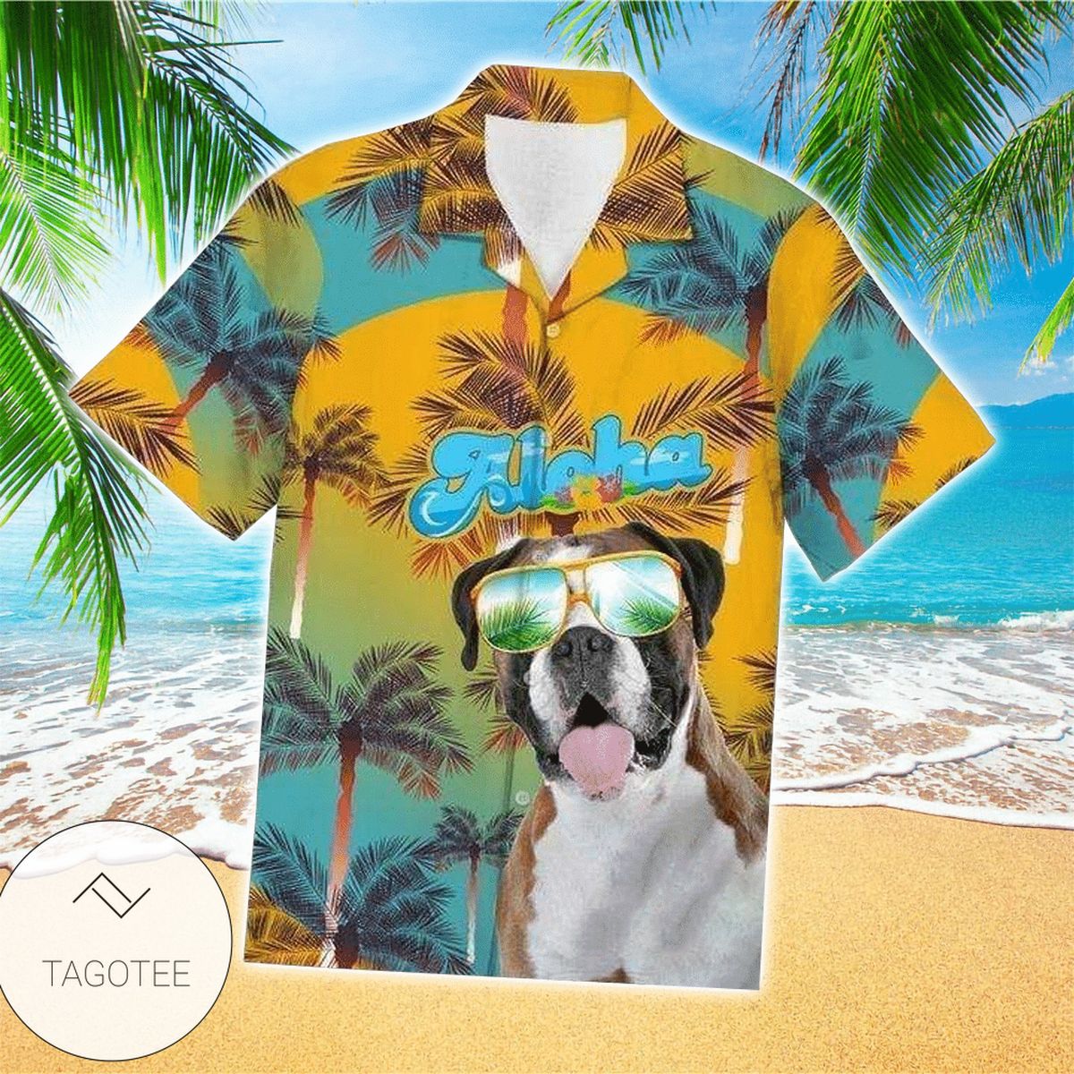 Boxer beach Hawaiian Graphic Print Short Sleeve Hawaiian Shirt