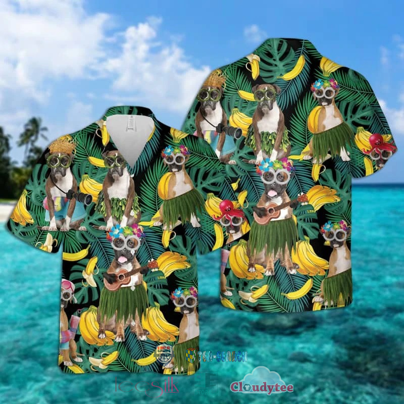 Boxer Dog Tropical Hawaiian Shirt