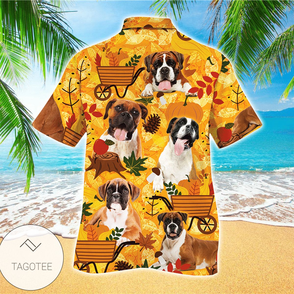 Boxer Dog Sunset Blue Hawaiian Shirt