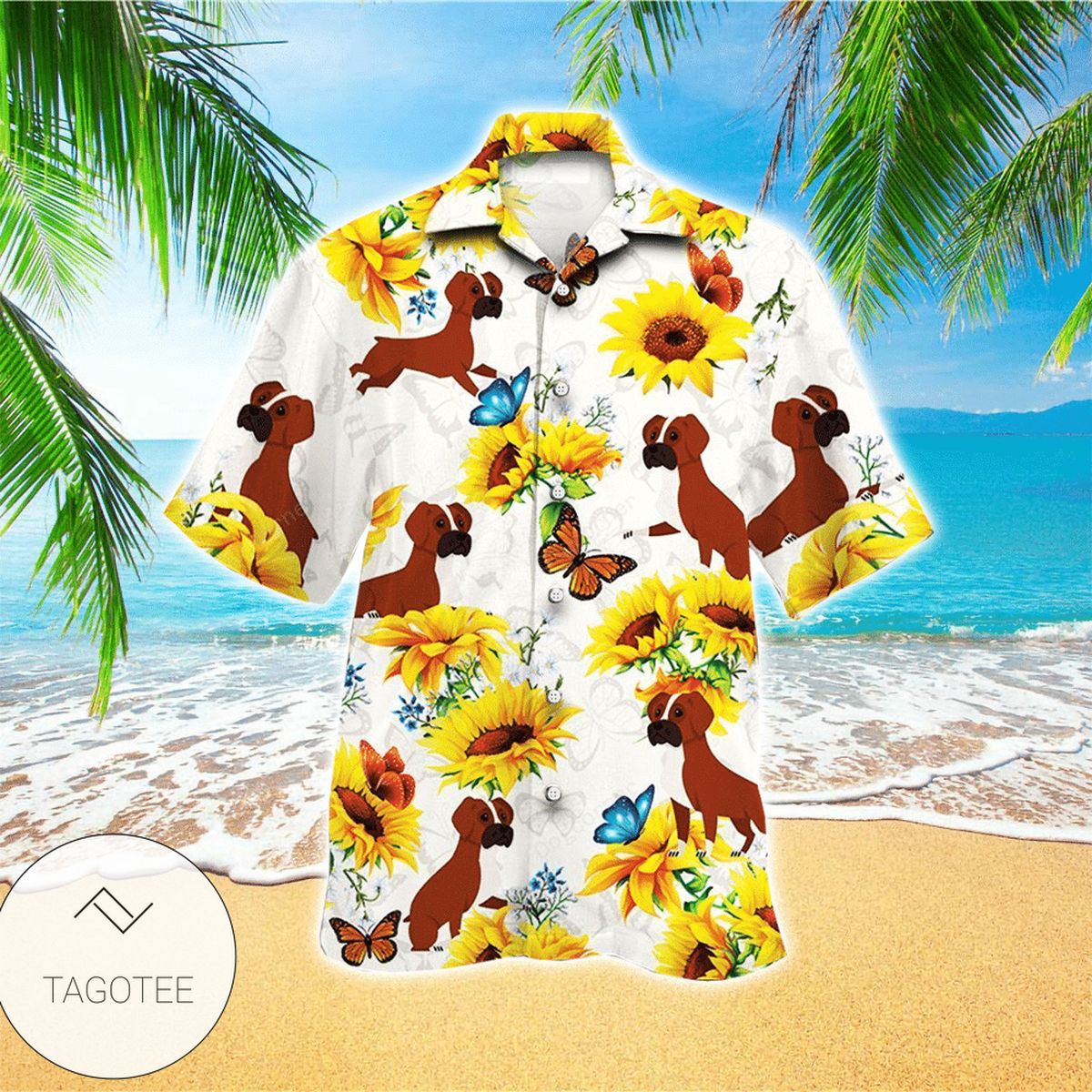 Boxer Dog Red Tribal Pattern Hawaiian Shirt