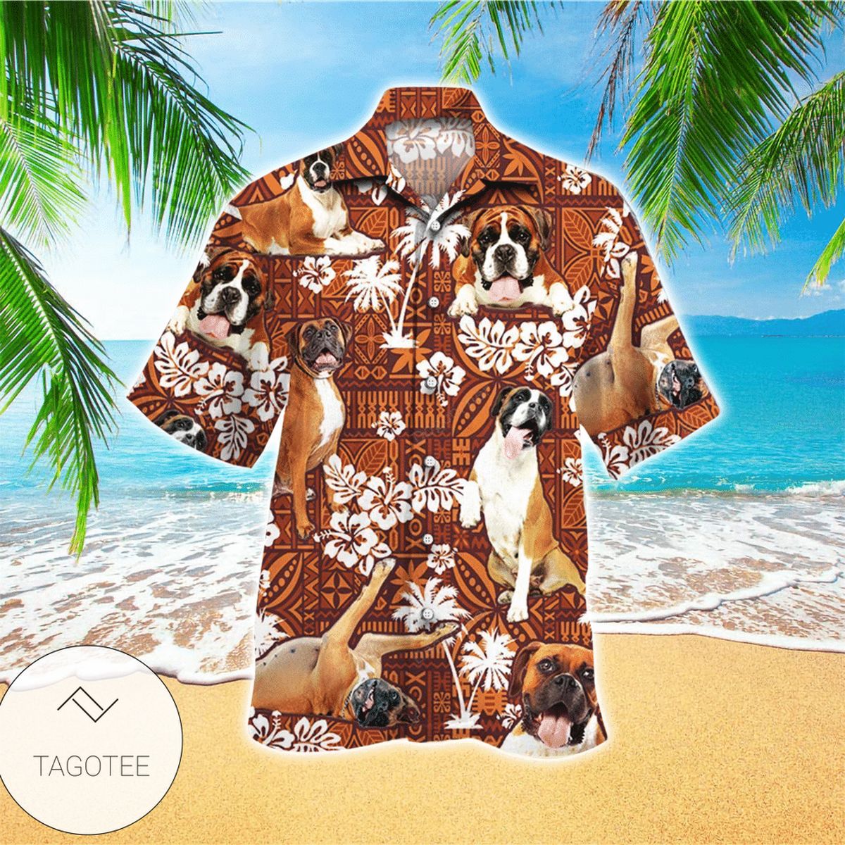 Boxer Dog Tropical Flower Hawaiian Shirt