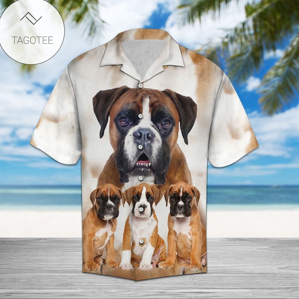 Boxer Dog Tropical Flower Hawaiian Shirt