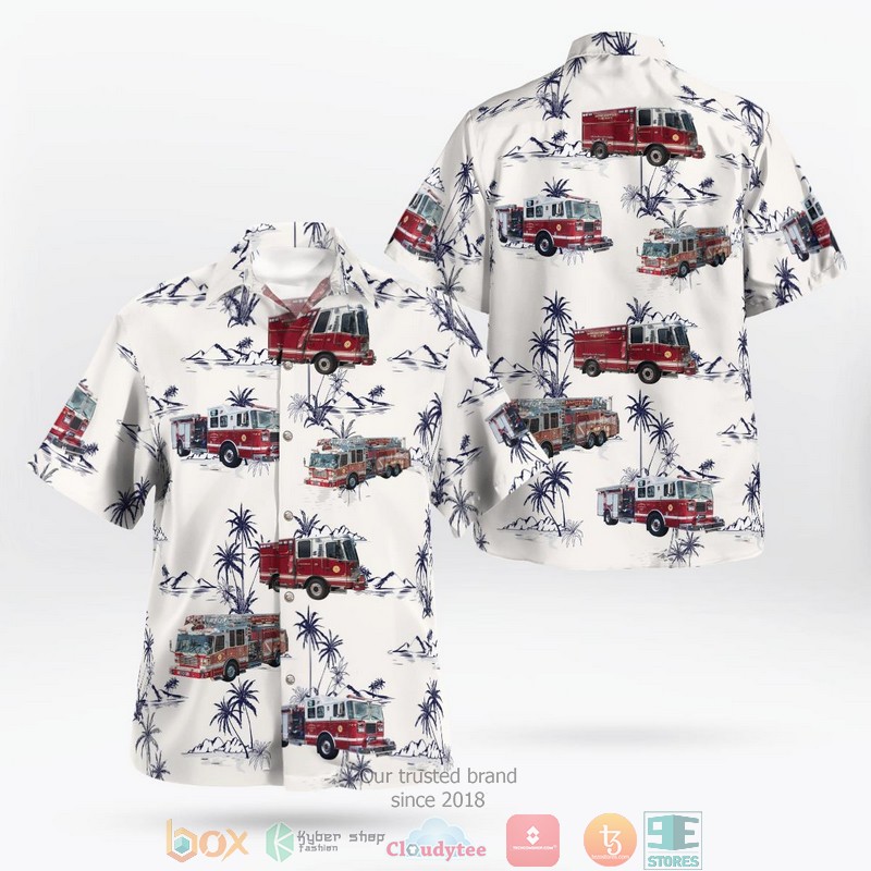 Bridgeport Fire Department Connecticut Ladder Truck Hawaiian Shirt