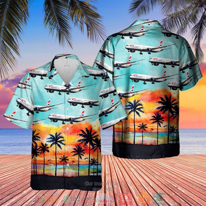 British Airways Plane Tower Bridge Art Hawaiian Shirt