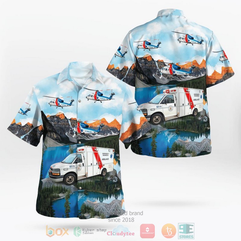 British Columbia Canada British Columbia Ambulance Service Car And Sikorsky S-76C Hawaii 3D Shirt