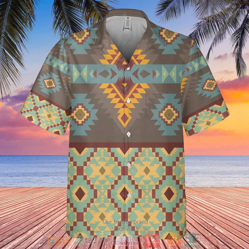 Brown Native Tribes Pattern Native American Hawaiian Shirt