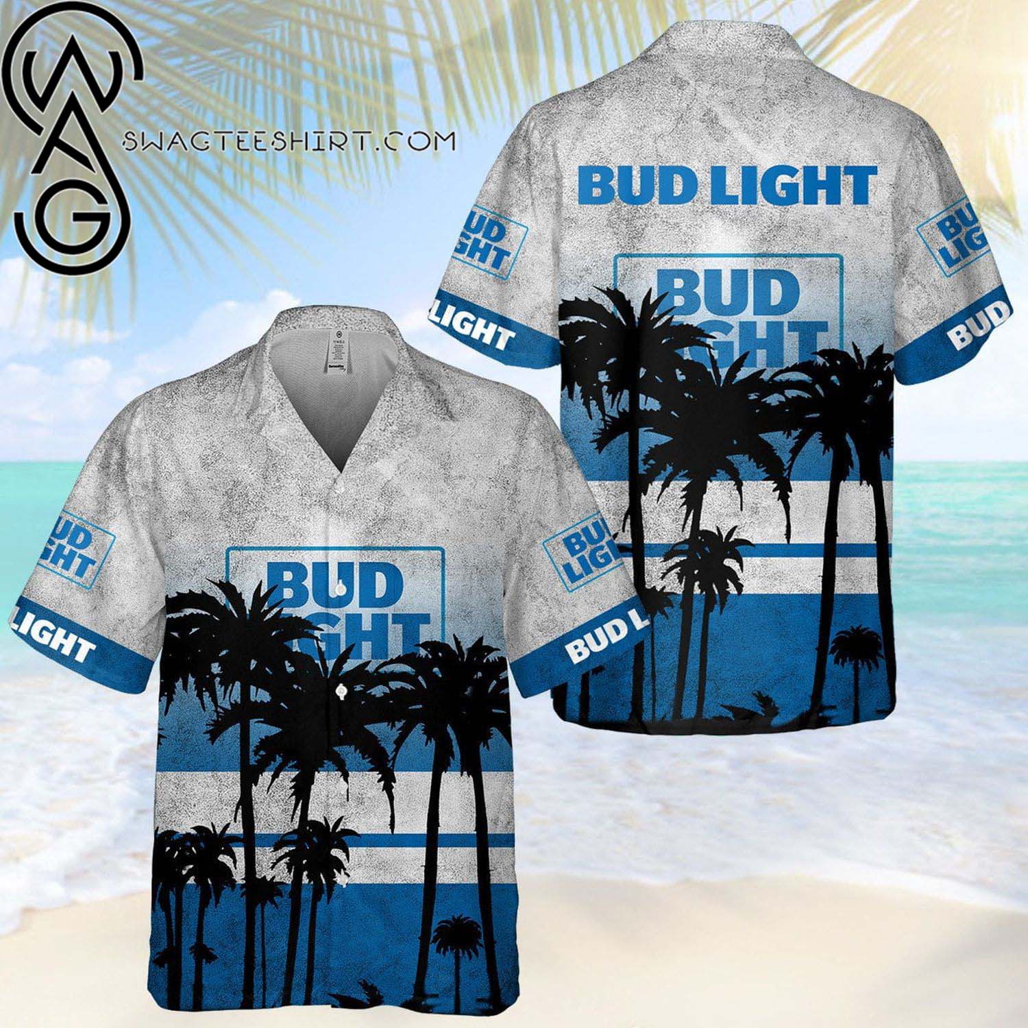 Bud Light Beer All Over Print Summer Vacation Hawaiian Shirt And Beach Shorts