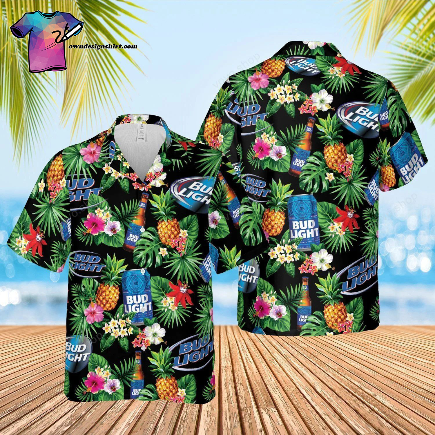 Bud Light Island All Over Print Summer Vacation Hawaiian Shirt