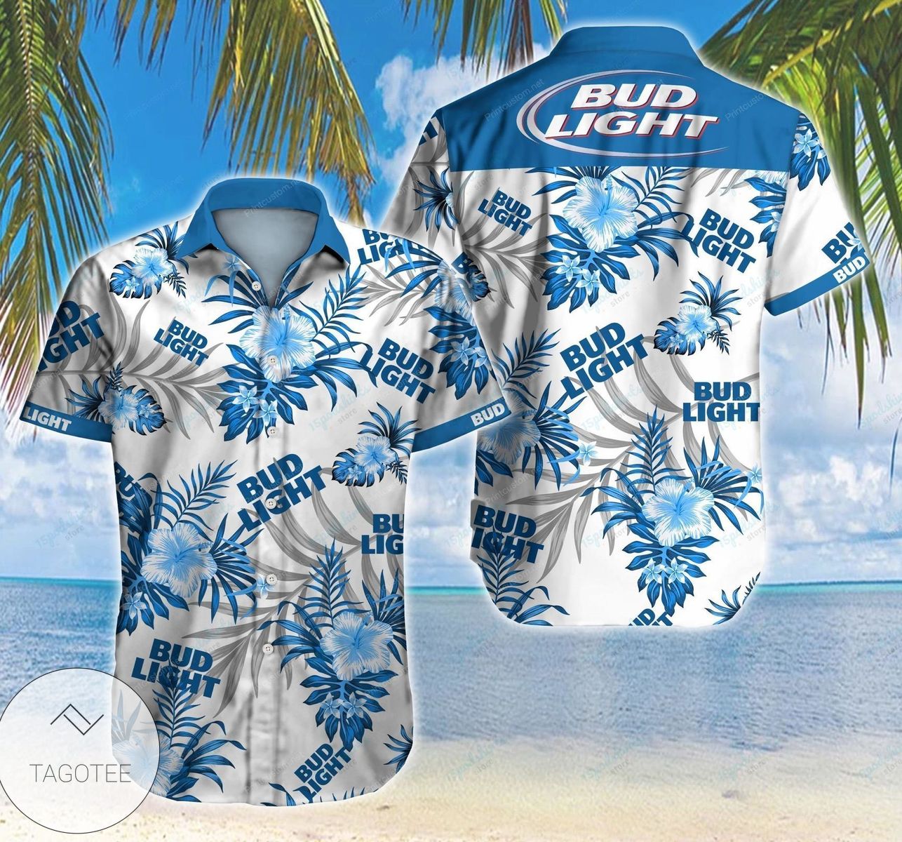 Bud Light Flower All Over Print 3D Hawaiian Shirt