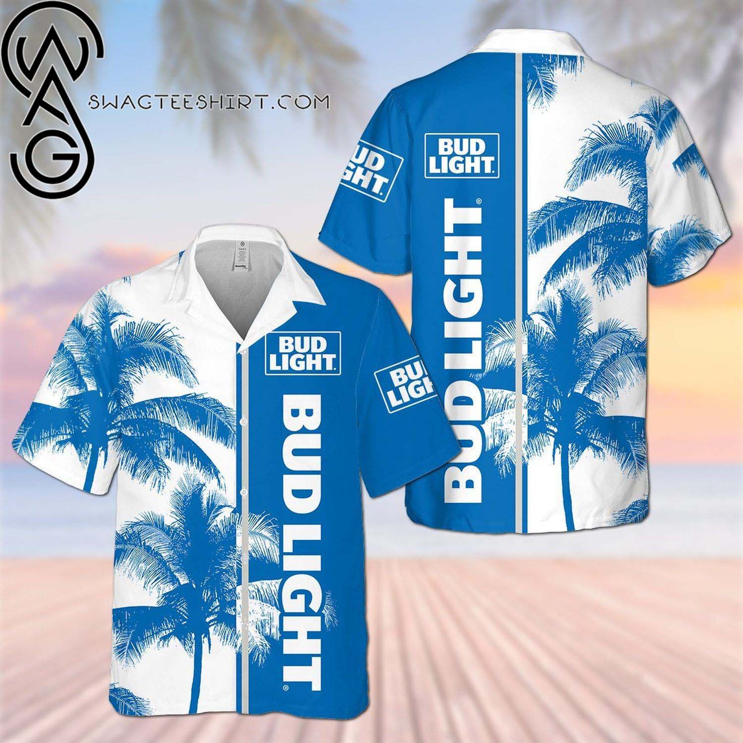 Bud Light Blue Tropical Flower Summer Outfits Hawaiian Shirt