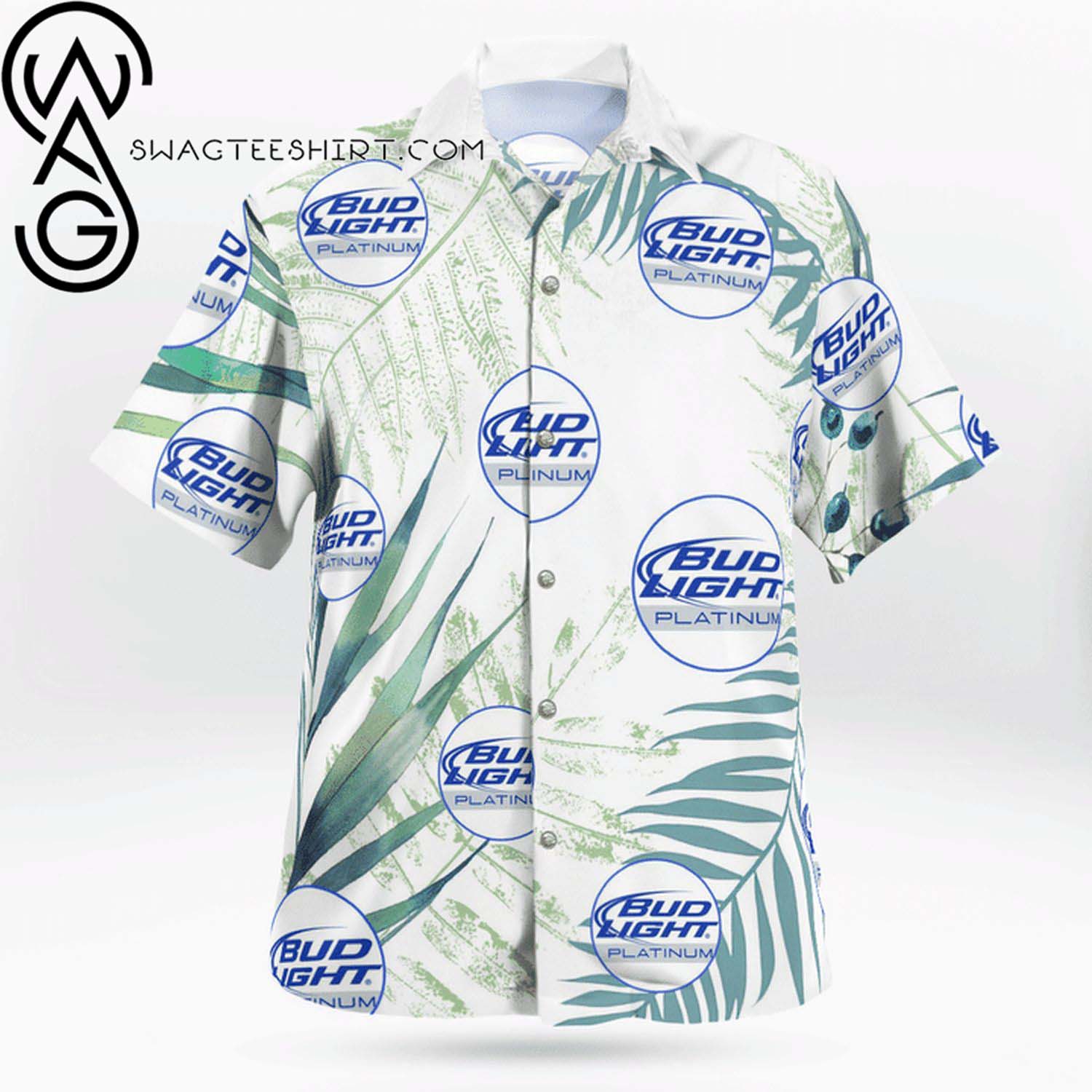 Bud Light Palm Tree All Over Print Summer Vacation Hawaiian Shirt