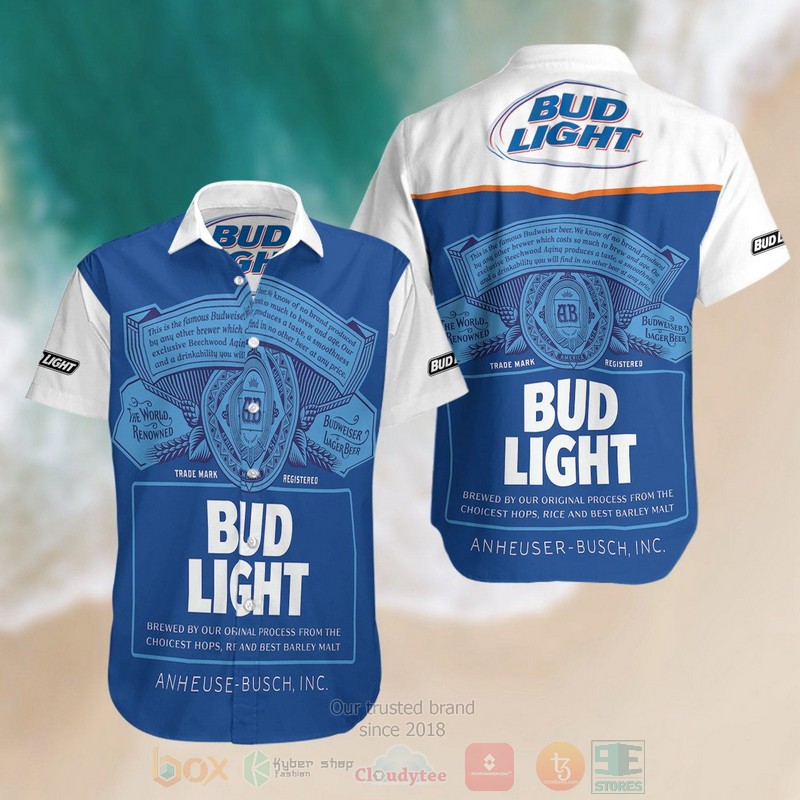 Bud Light palm tree Hawaiian shirt