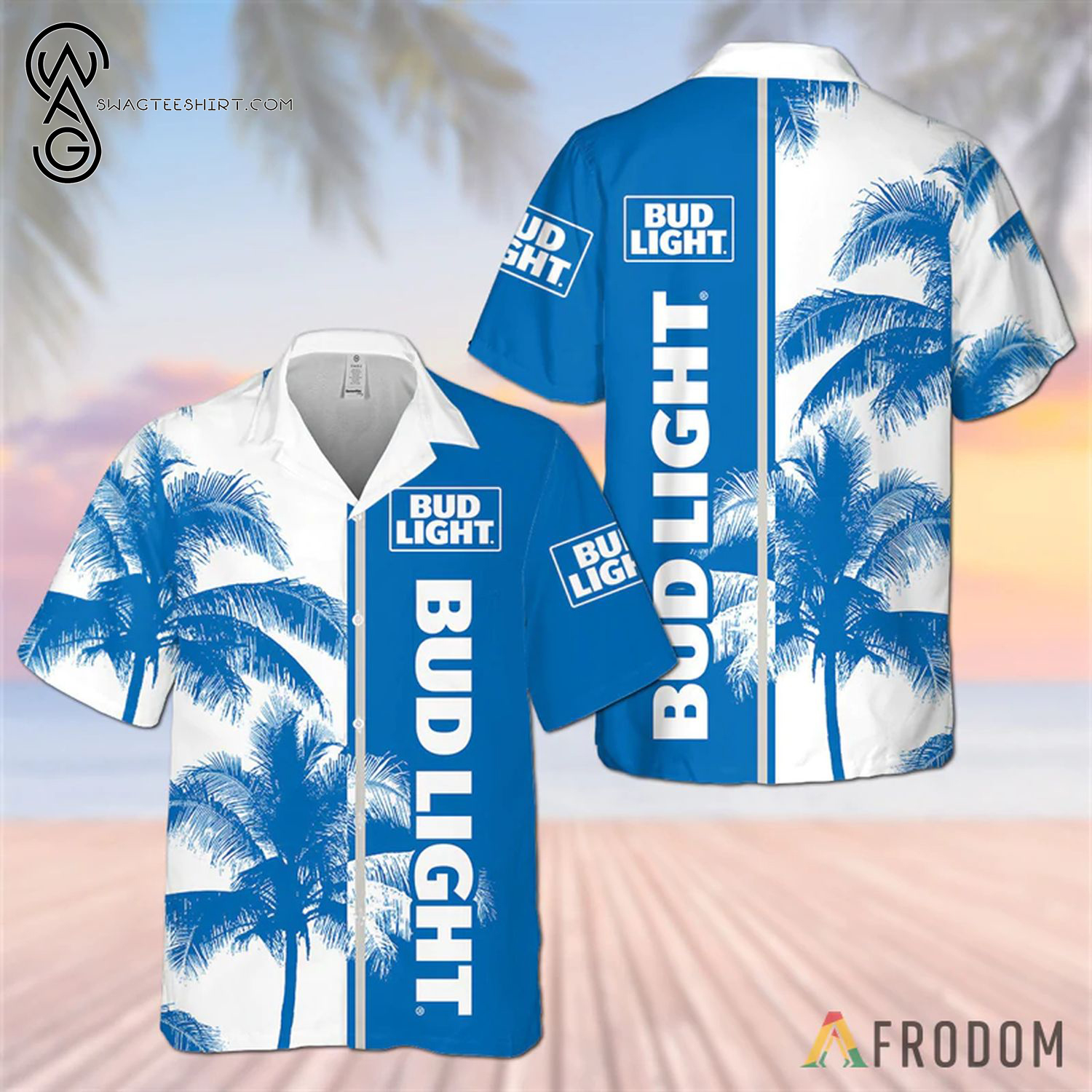 Bud Light Palm Tree All Over Print Summer Vacation Hawaiian Shirt