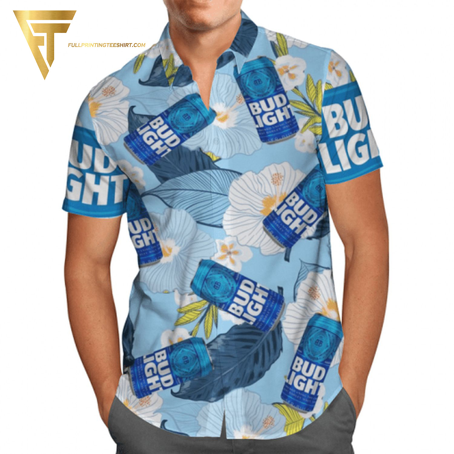 Bud Light Tropical Coconut Trees Summer Vibes Hawaiian Shirt