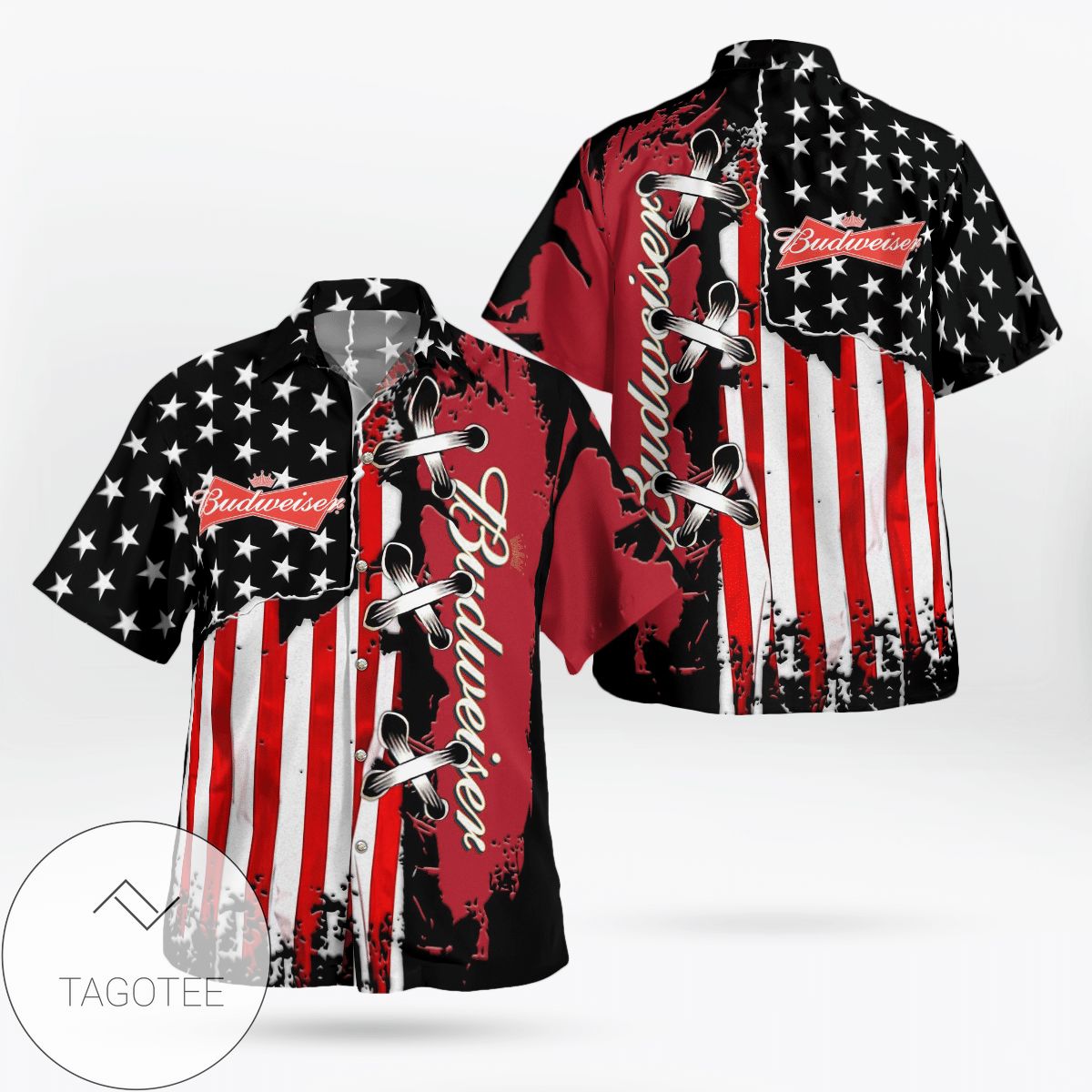 Budweiser All Over Print 3D Hawaiian Shirt – American Flag Color