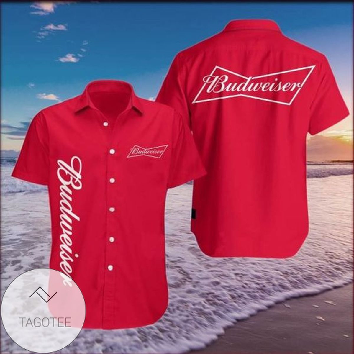 Budweiser All Over Print 3D Hawaiian Shirt – Red