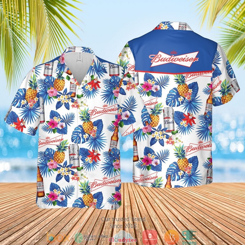 Budweiser Budvar White Hawaiian shirt