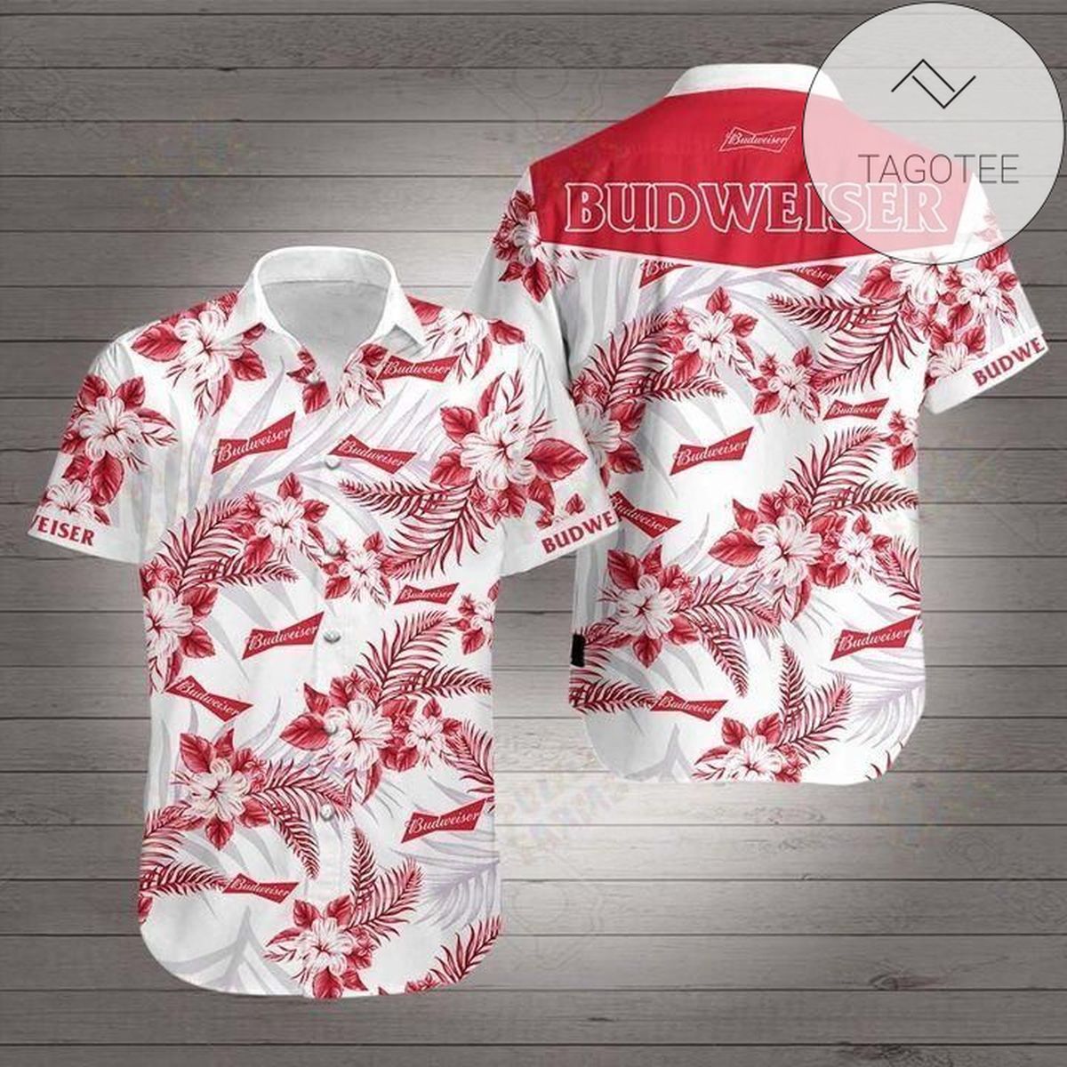 Budweiser Authentic Hawaiian Shirt 2022 White Men Women Beach Wear Short Sleeve Authentic Hawaiian Shirt 2022