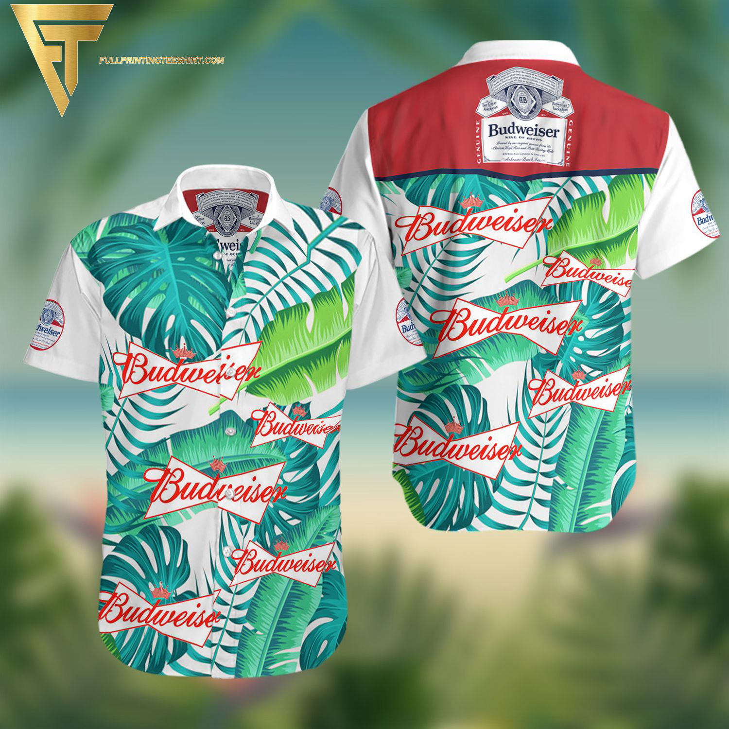 Budweiser Beer Tropical Leaf Summer Hawaiian Shirt