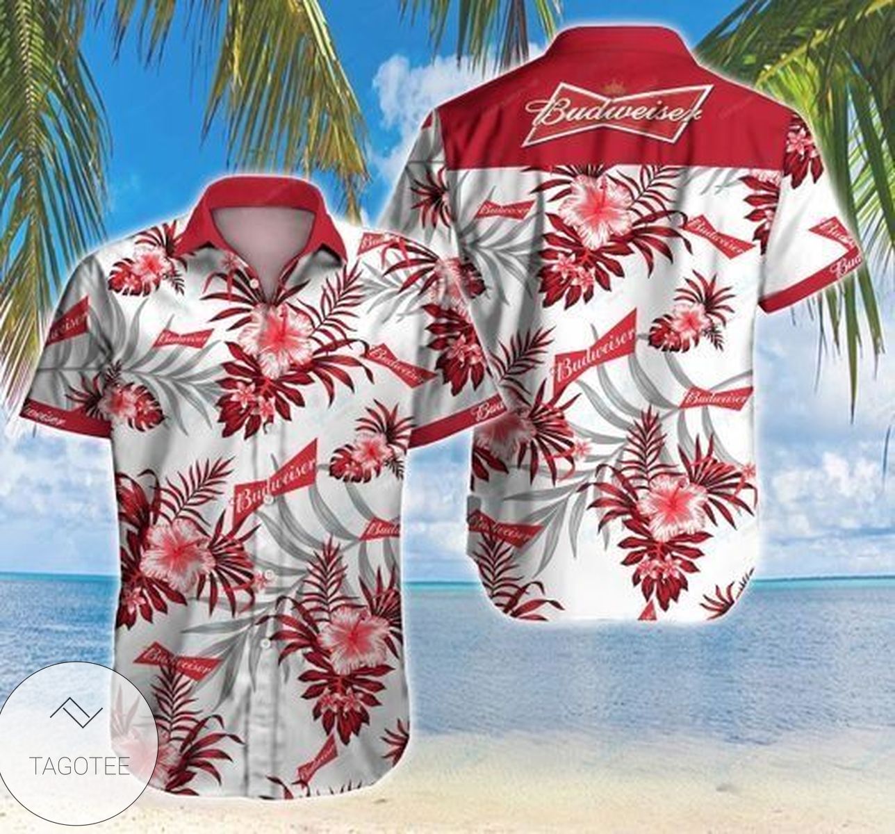 Budweiser Budvar All Over Print 3D Hawaiian Shirt – White