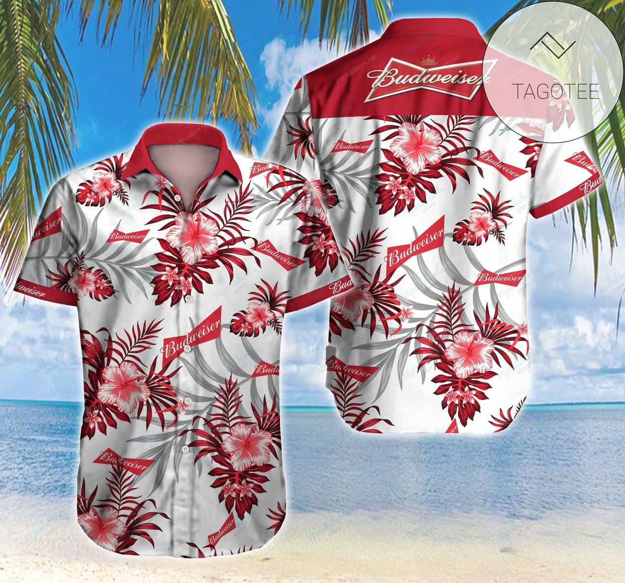 Budweiser King Of Beers All Over Print 3D Unisex Hawaiian Shirt And Beach Short