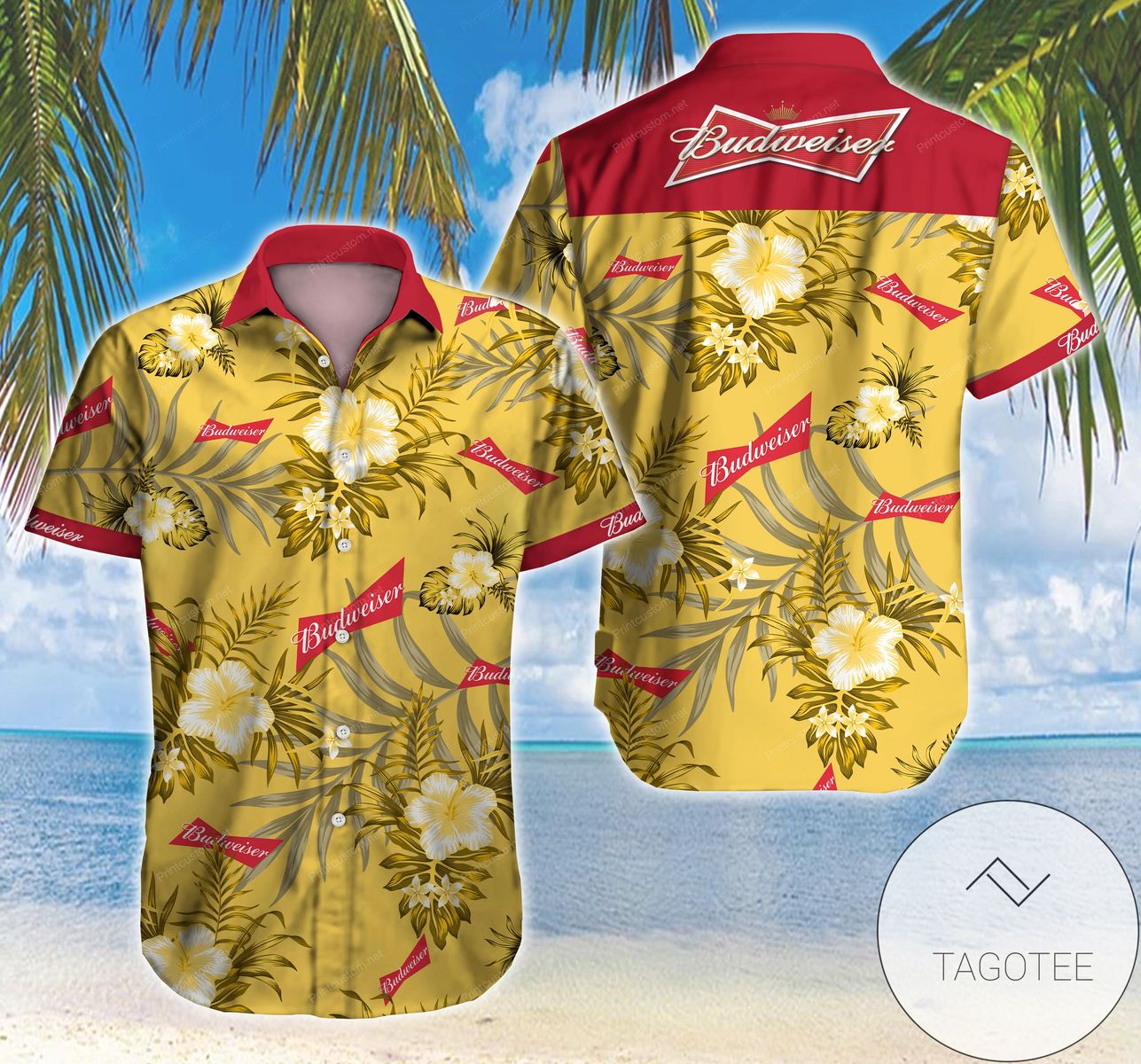 Budweiser King Of Beers All Over Print 3D Unisex Hawaiian Shirt And Beach Short