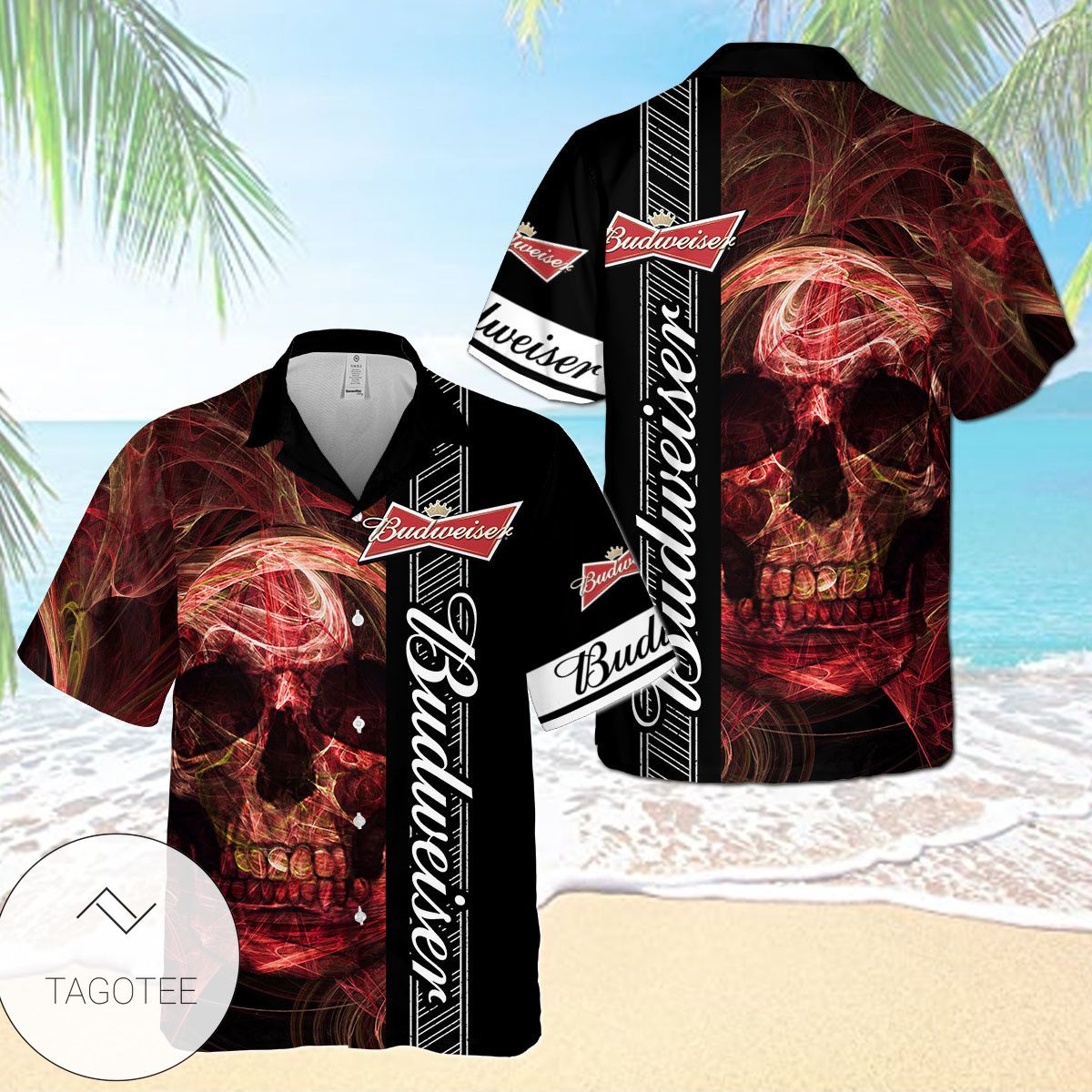 Budweiser Tropical Leafs All Over Print 3D Hawaiian Shirt