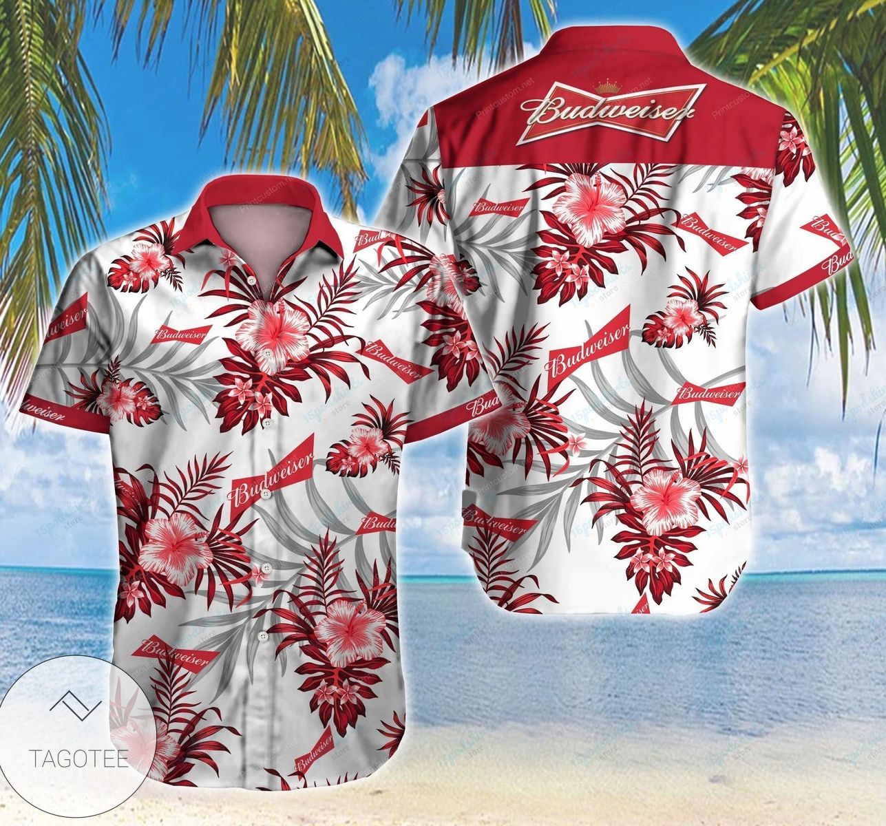 Budweiser Red Logo Summer Beach Hawaiian Shirt