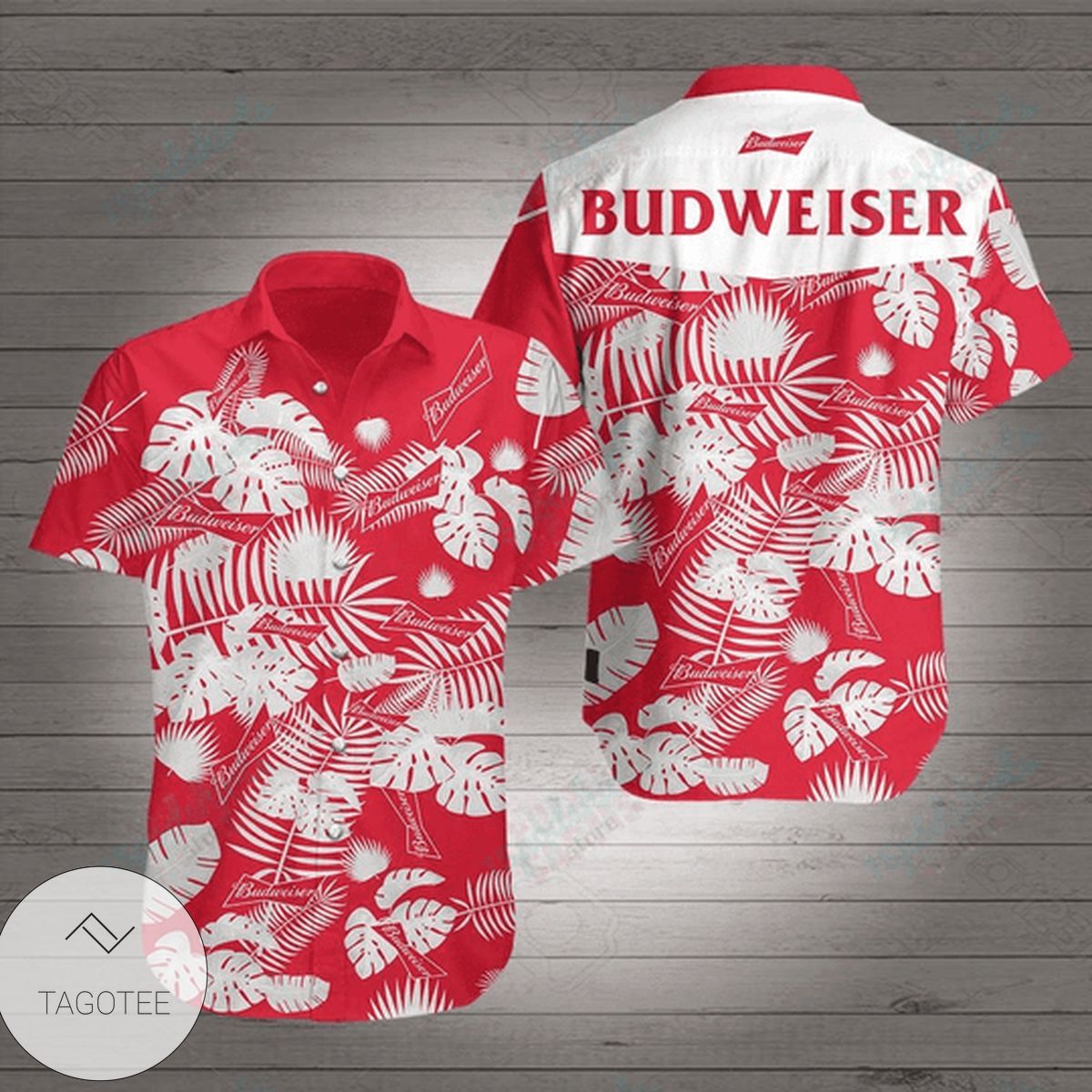 Budweiser Tropical Leafs All Over Print 3D Hawaiian Shirt