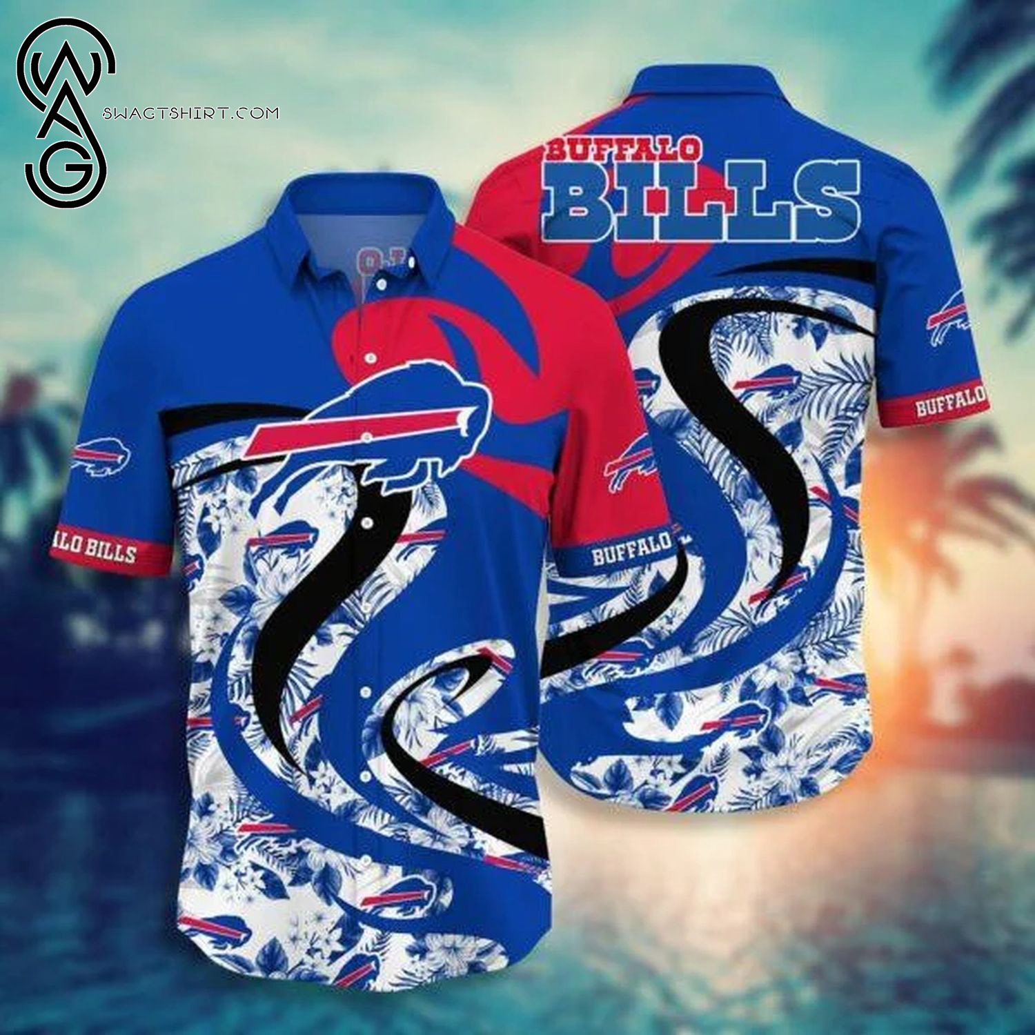 Buffalo Bills Flag Flower Full Print Hawaiian Shirt