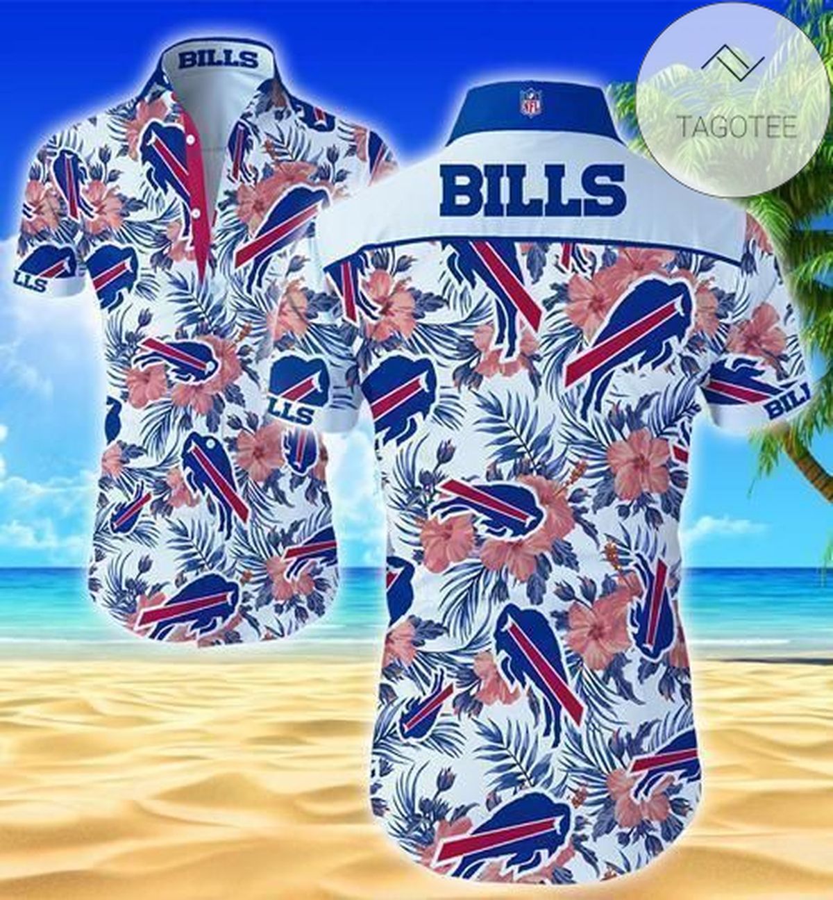 Buffalo Bills Authentic Hawaiian Shirt 2022 Tropical Flower Short Sleeve Slim Fit Body