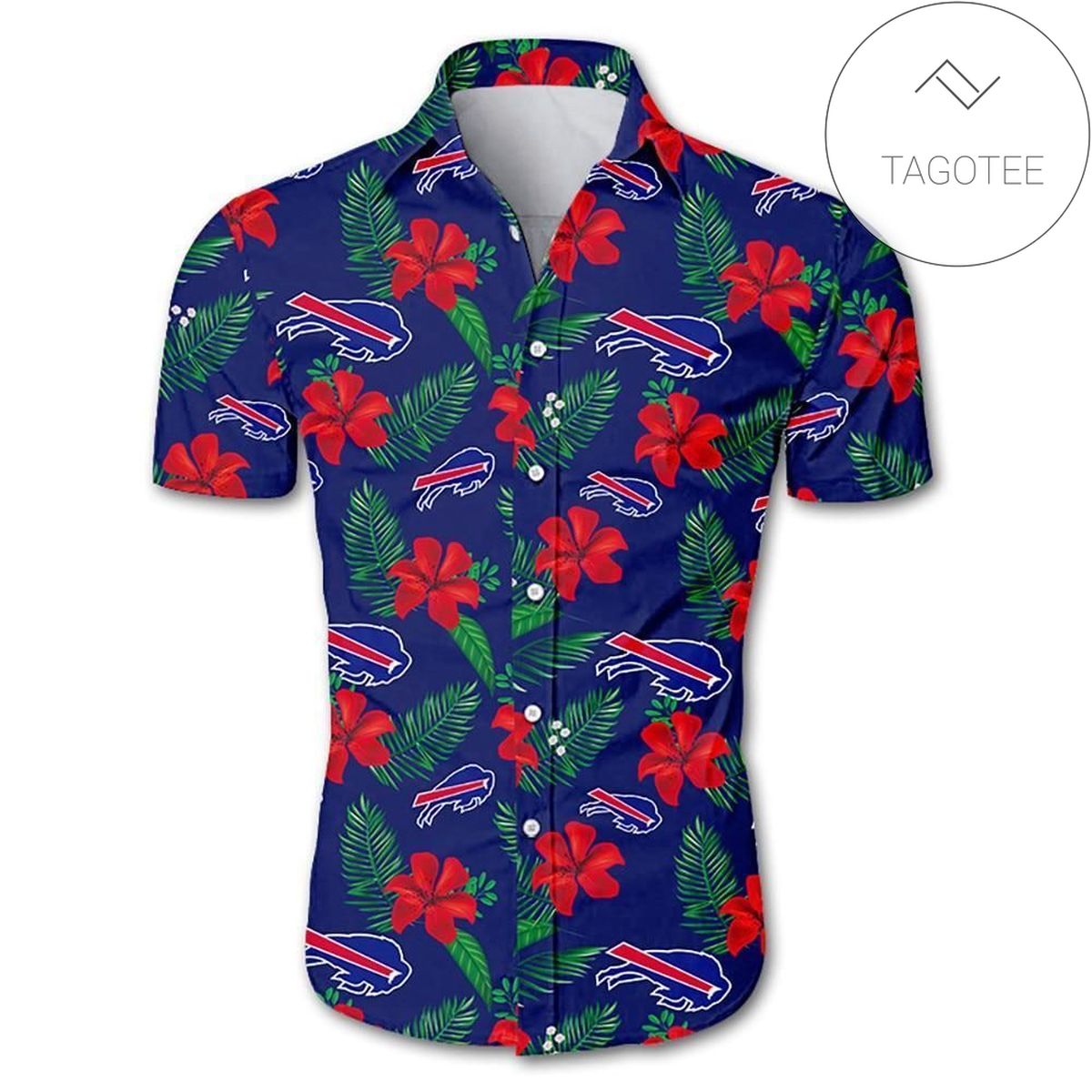 Buffalo Bills Tropical Flower Authentic Hawaiian Shirt 2022 White Men Women Beach Wear Short Sleeve Authentic Hawaiian Shirt 2022