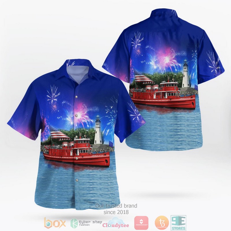 Buffalo New York Buffalo Fire Department Edward M. Cotter Fireboat Hawaiian Shirt