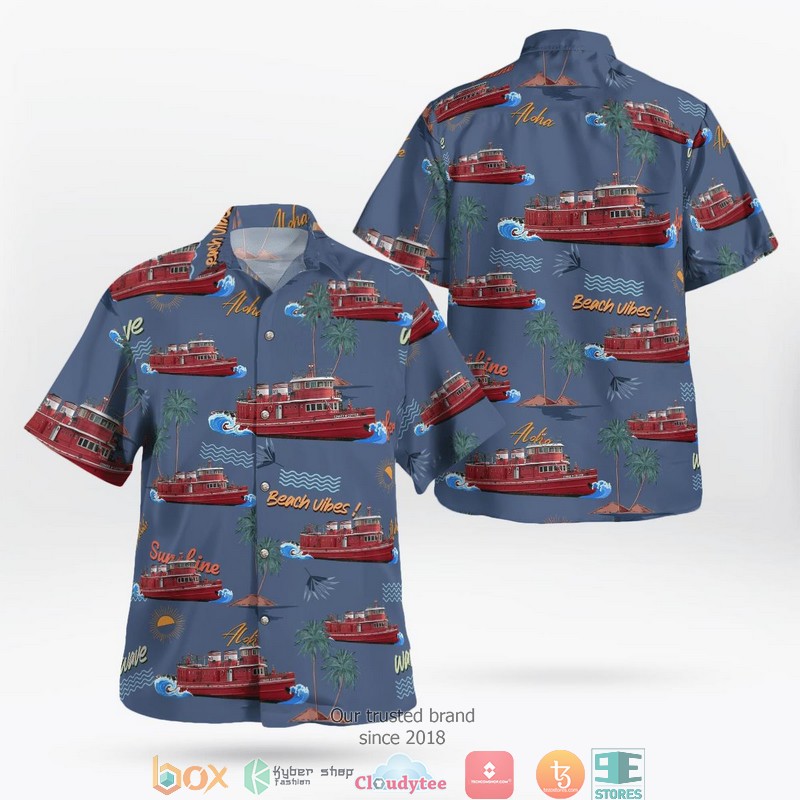 Buffalo New York Buffalo Fire Department Edward M. Cotter Fireboat Hawaiian Shirt