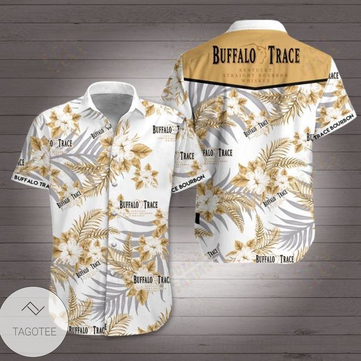 Buffalo Trace All Over Print 3D Hawaiian Shirt – Green & White