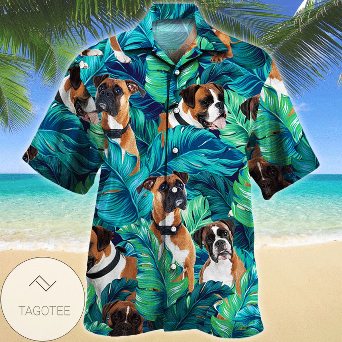 Bulldog Hibiscus Flower Hawaiian Shirt