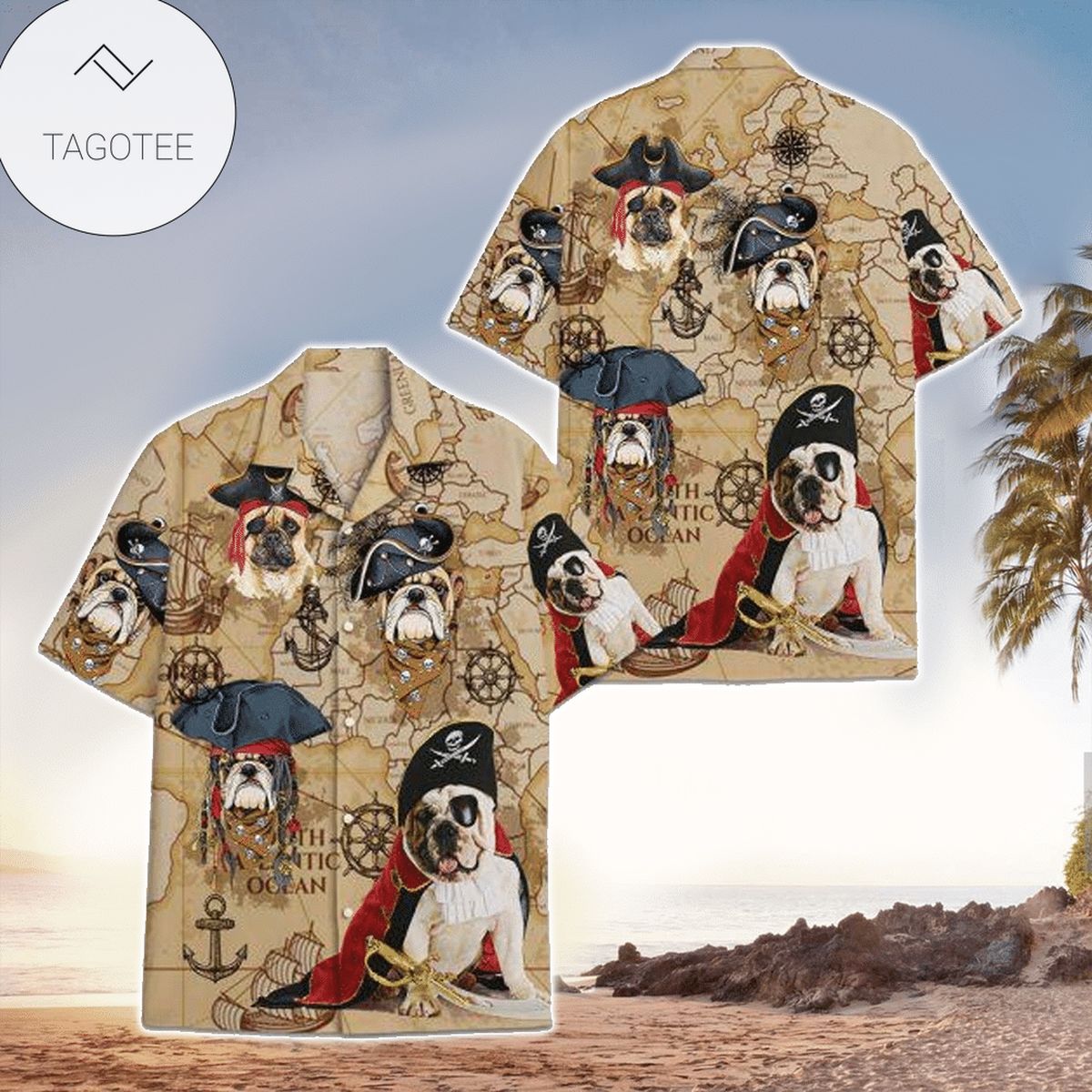 Bulldog Summer Leaves Hawaiian Shirt