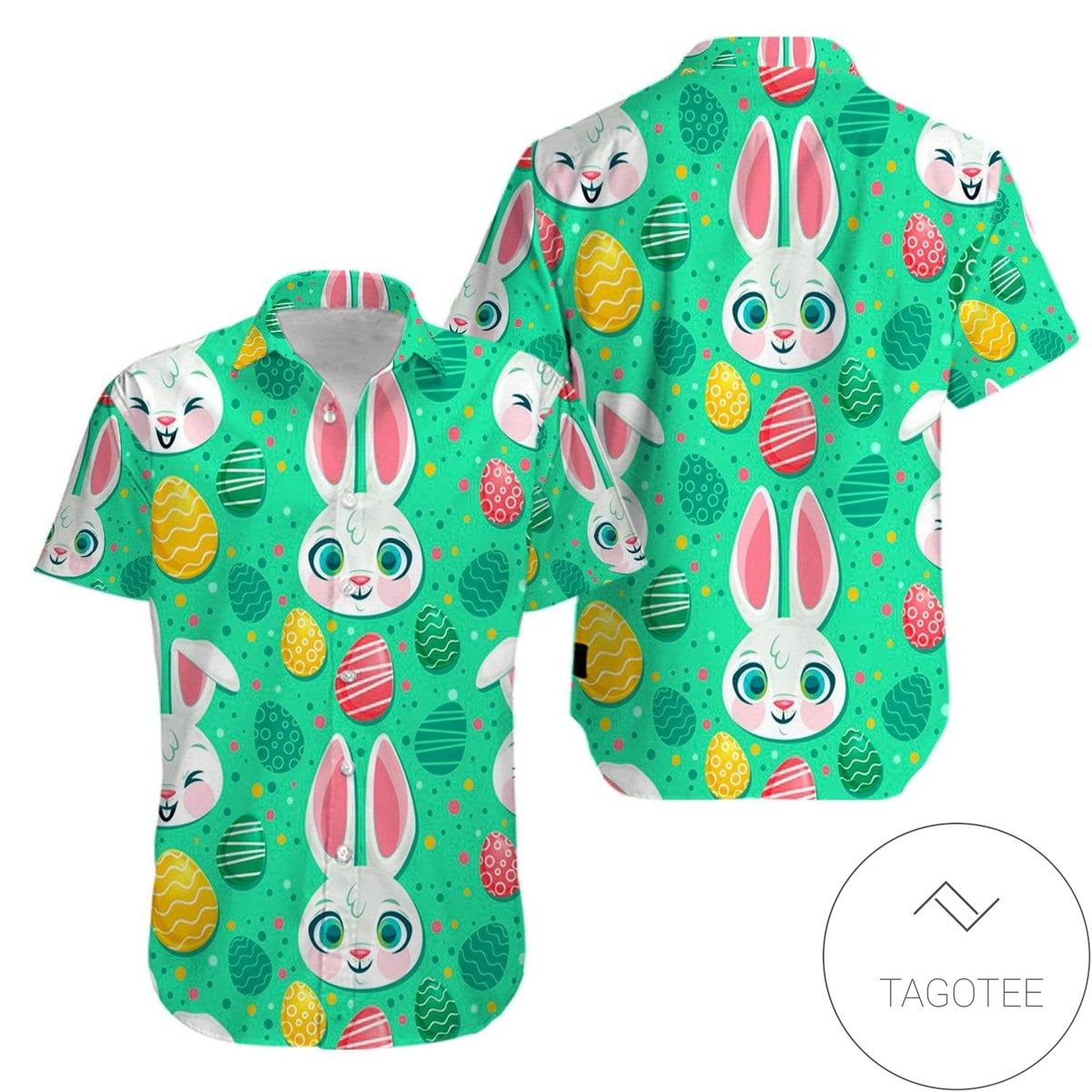 Bunny Hawaiian Graphic Print Short Sleeve Hawaiian Casual Shirt