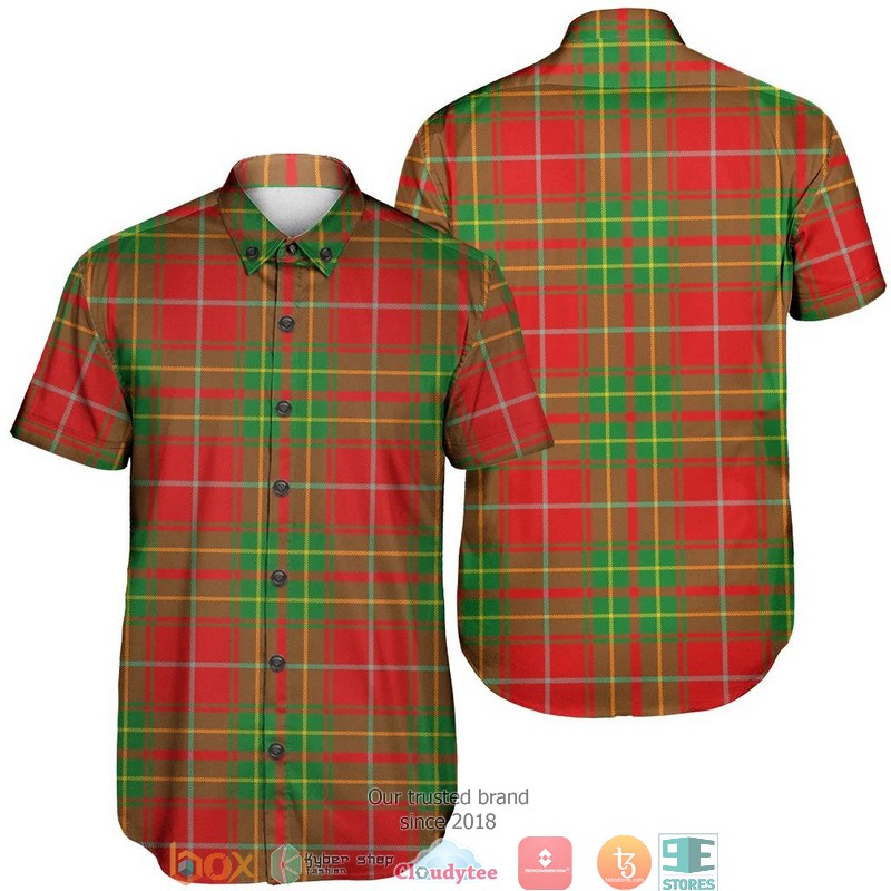 Burnett Ancient Tartan Crest Personalized Short Sleeve Hawaiian Shirt