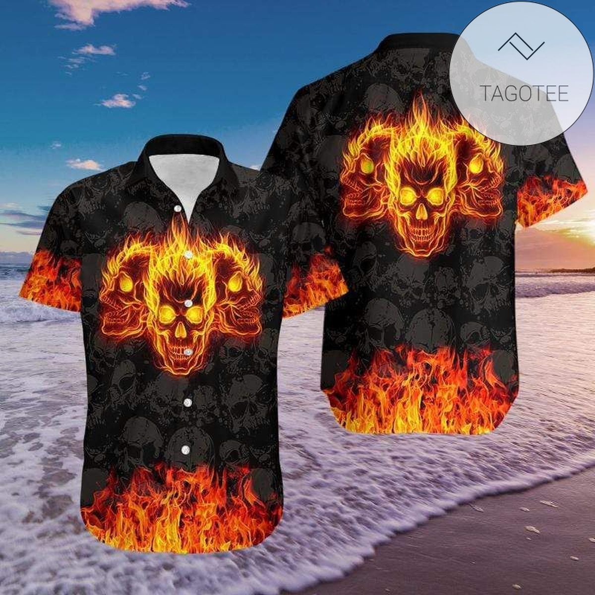 Burning Electric Guitar Hawaiian Shirt