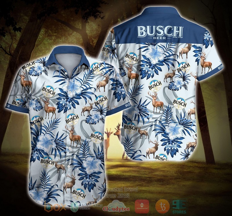 Busch Beer Deer hibiscus Hunting Hawaiian Shirt