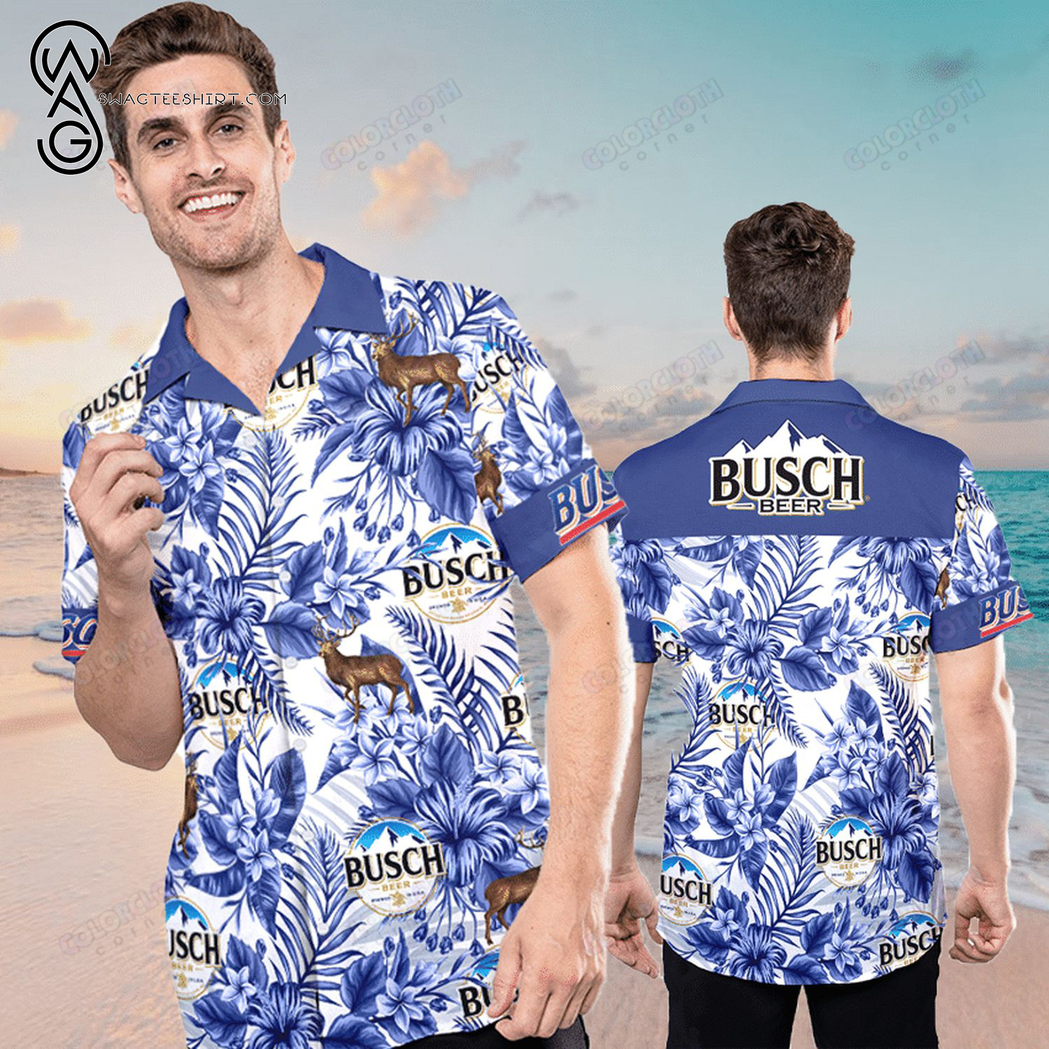 Busch Beer Tropical Leaf Full Print Hawaiian Shirt