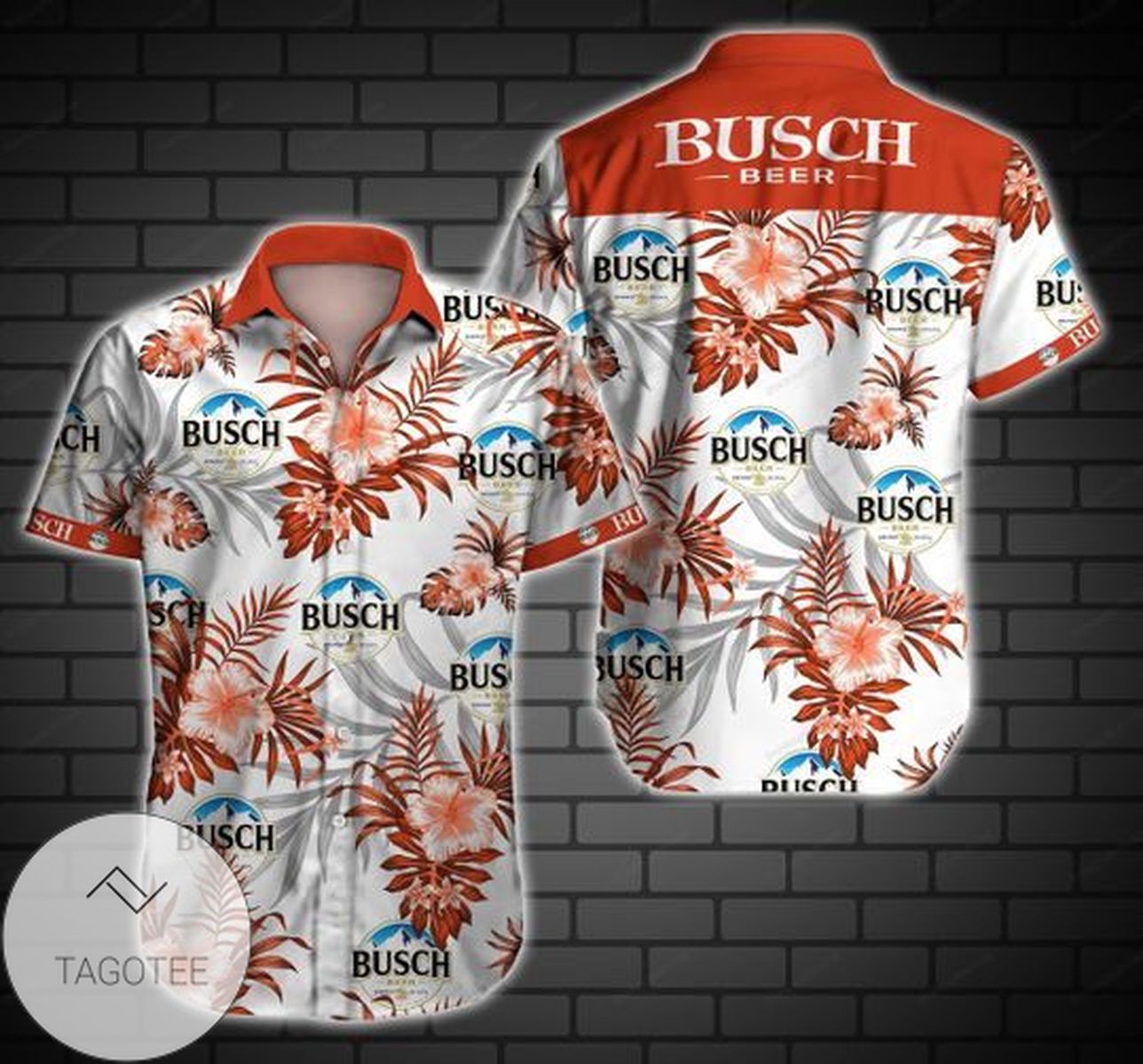 Busch Beer All Over Print Summer Short Sleeve Hawaiian Beach Shirt – Blue