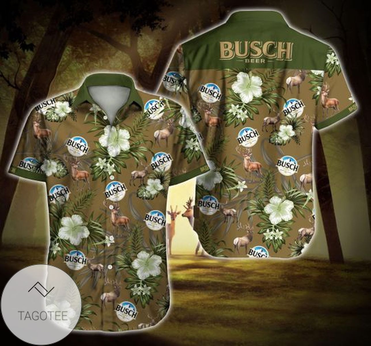 Busch Beer Palm Tree All Over Print 3D Hawaiian Shirt