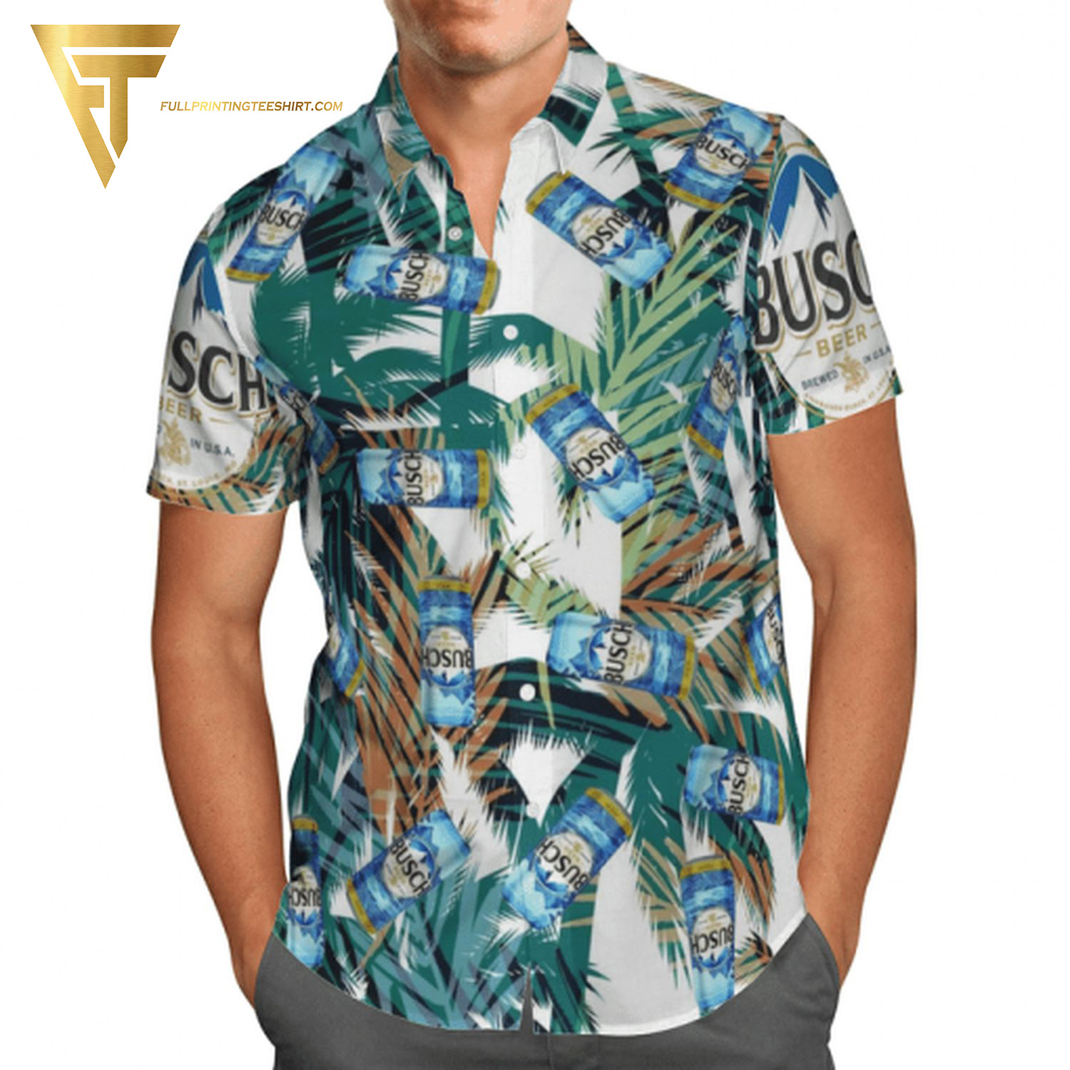 Busch Light Apple Floral Hawaiian Shirt And Beach Shorts