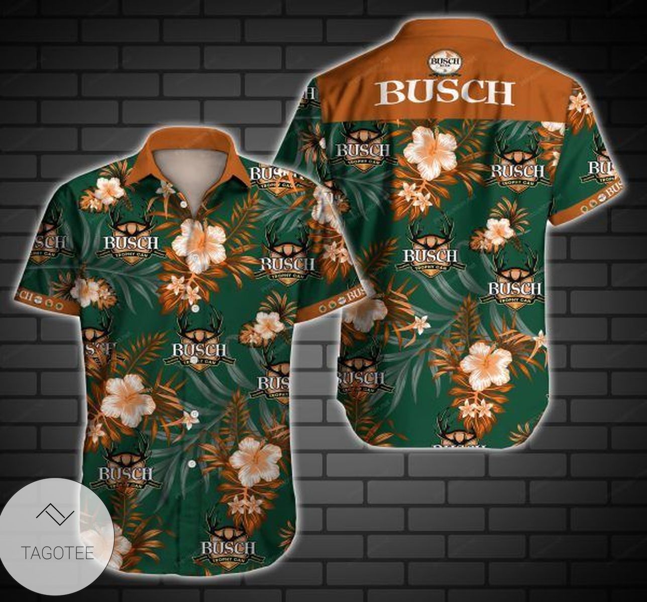 Busch Hunting Mallard Hawaiian III Graphic Print Short Sleeve Hawaiian Casual Shirt